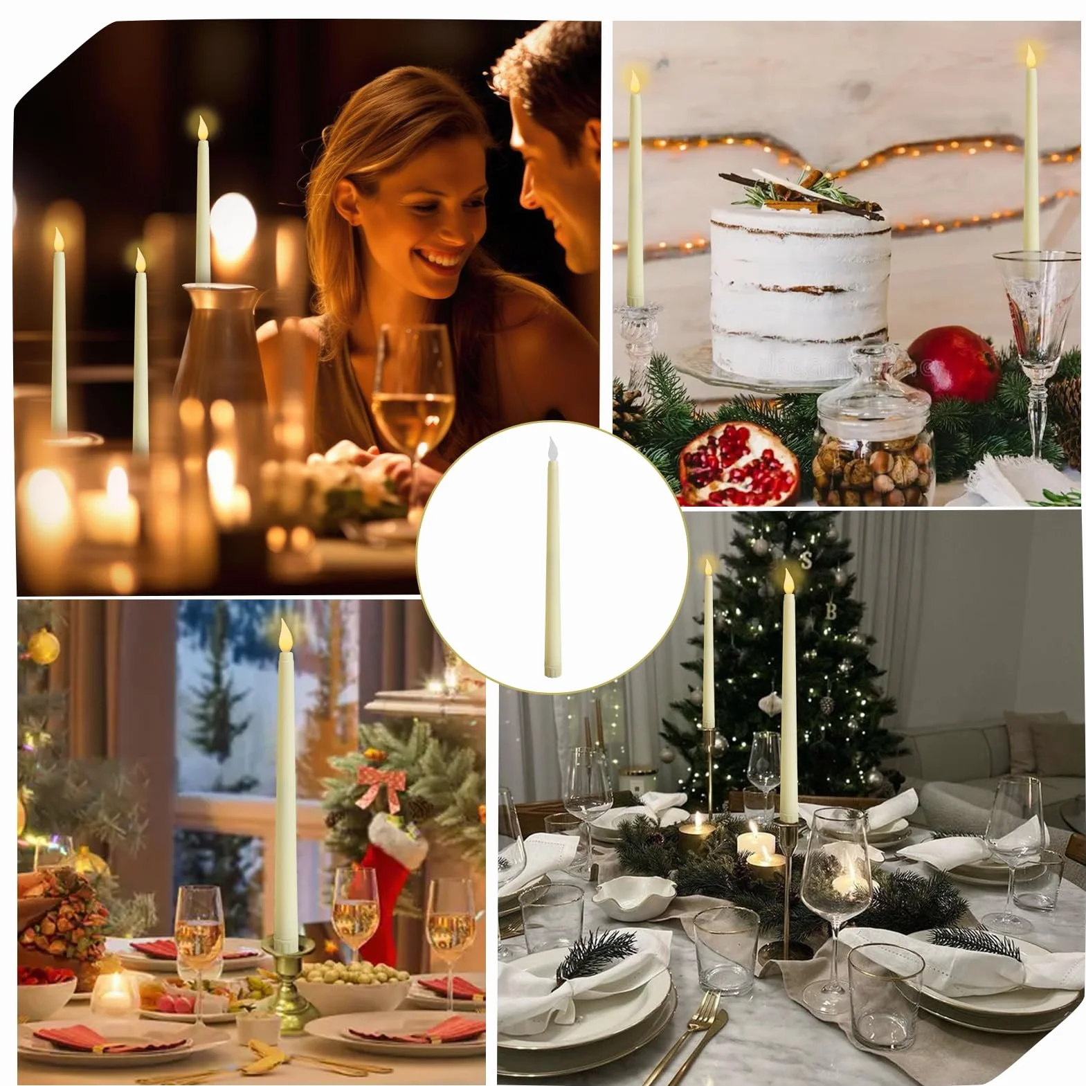 Bougies LED Flamme Vacillante Ivoire 6 Pièces Fausse Bougie Électrique Décorative