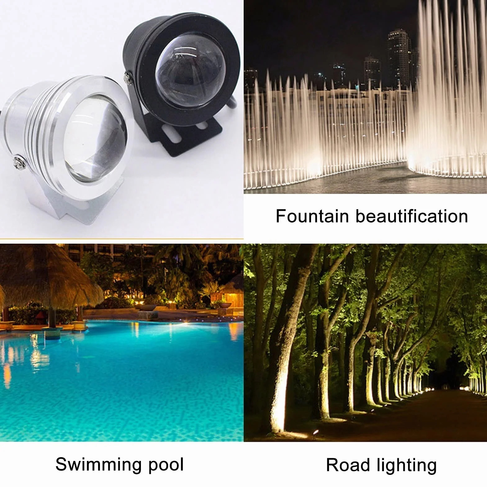 Eclairage sous Marin Spot Fontaine 10W LED IP68 étanche Projecteur sous-Marin Warm White Light A-12V