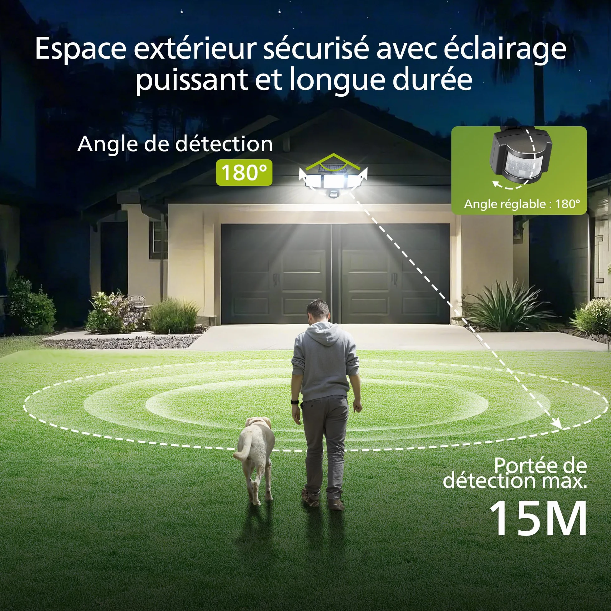 Philips Lampe de sécurité solaire Extérieur 302 LED 1200 lm IP65 Détecteur de mouvement PIR 3 modes