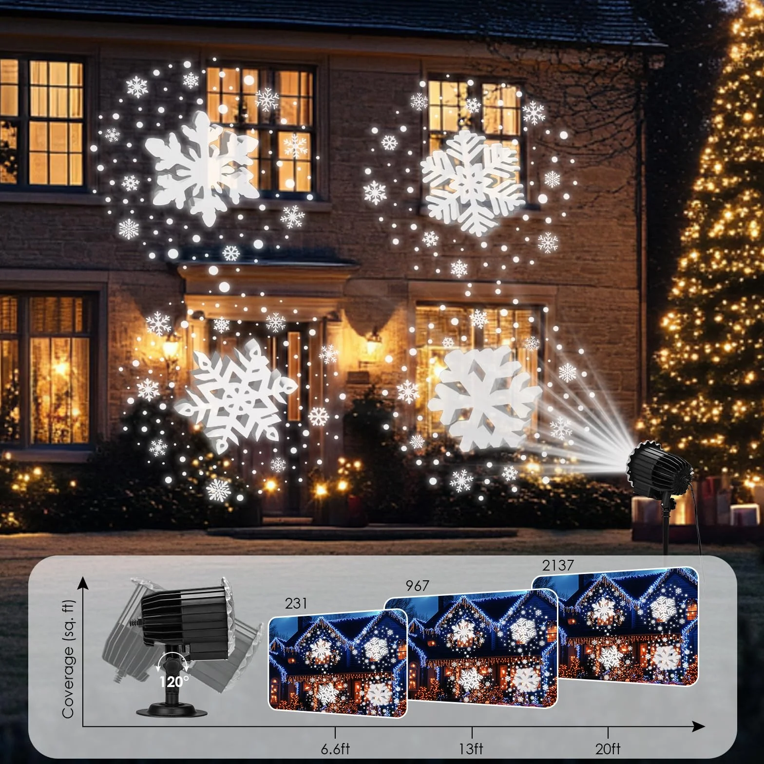 Projecteur de Noël LED 9 W flocon de neige extérieur étanche