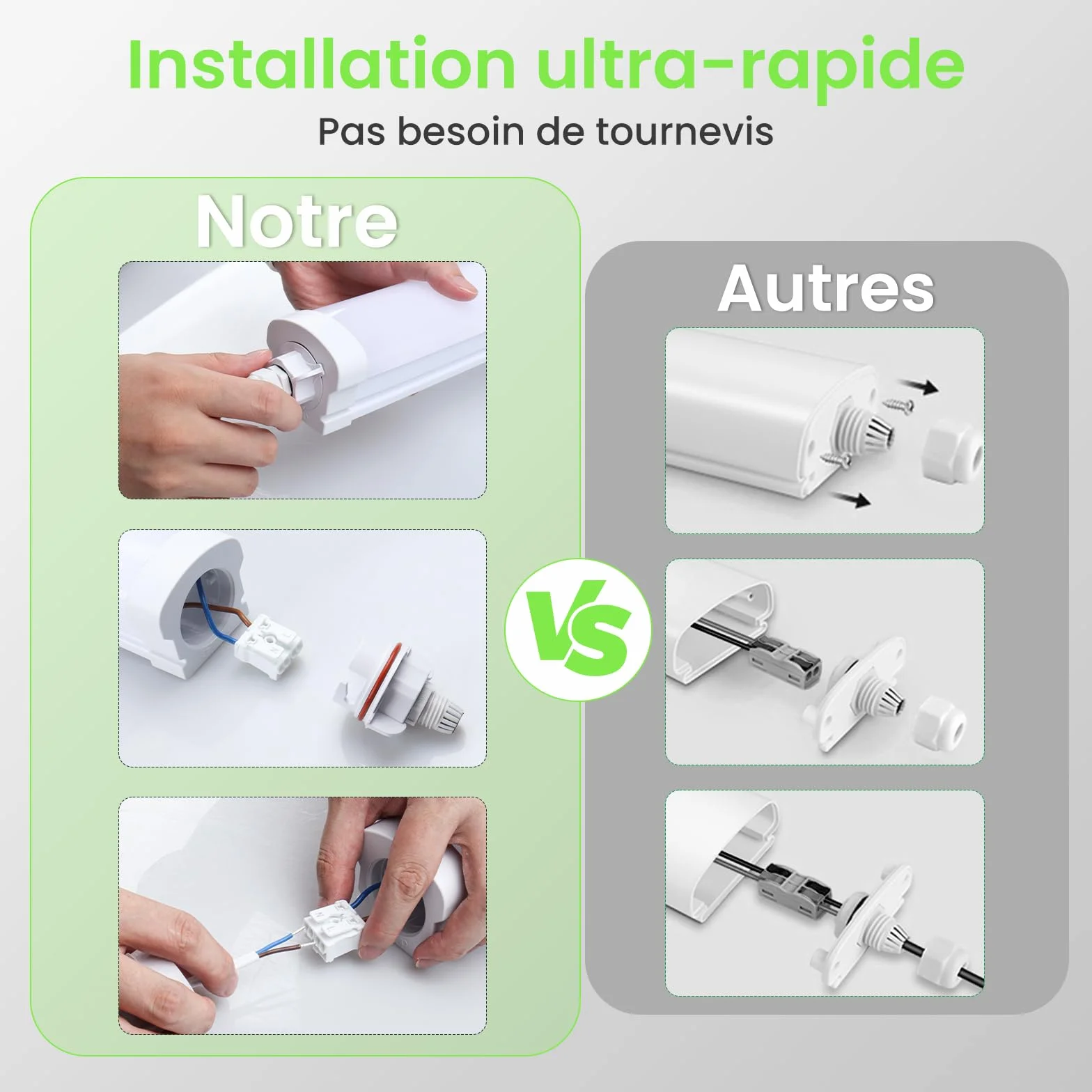 ALUSSO Lot de 2 Réglette LED 120 cm 36W 4320LM 4000K Neutre Blanc IP65 étanche extérieur