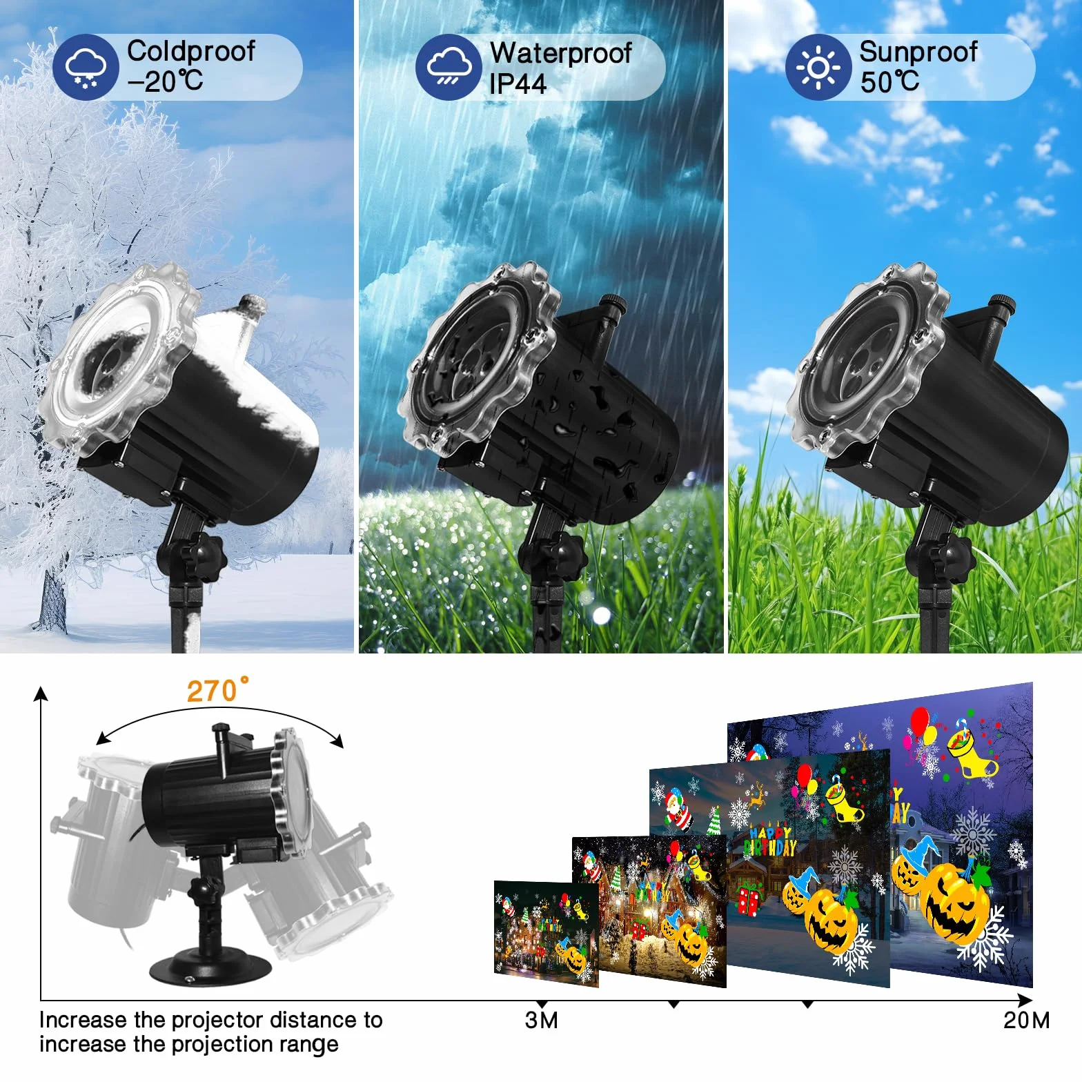 MOSSNDAR Projecteur Noël Extérieur LED 64 Motifs Étanche avec Télécommande
