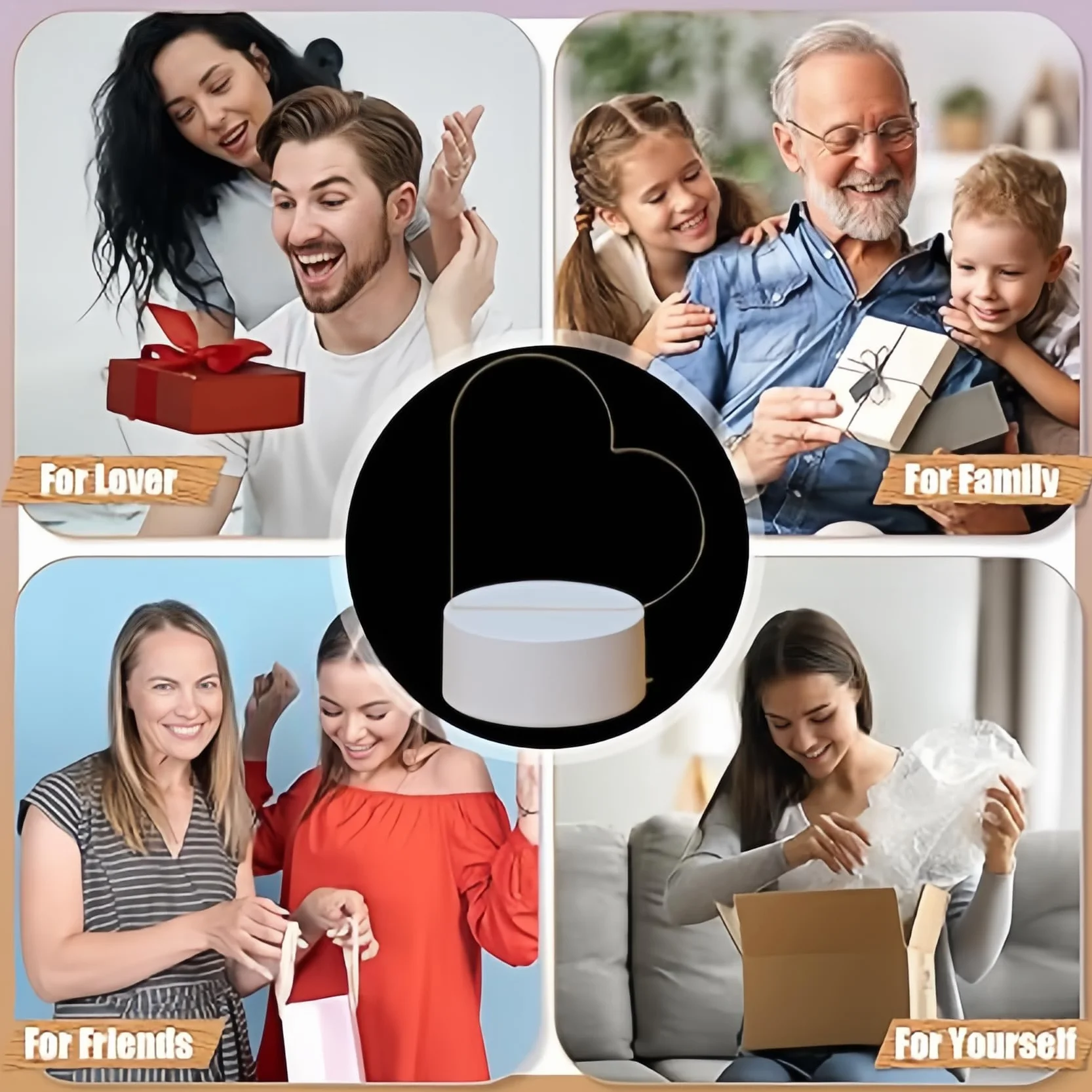LELYFIT Veilleuse Personnalisée 16 Couleurs LED Lampe Créative Effaçable Illusion Télécommande Cadeau