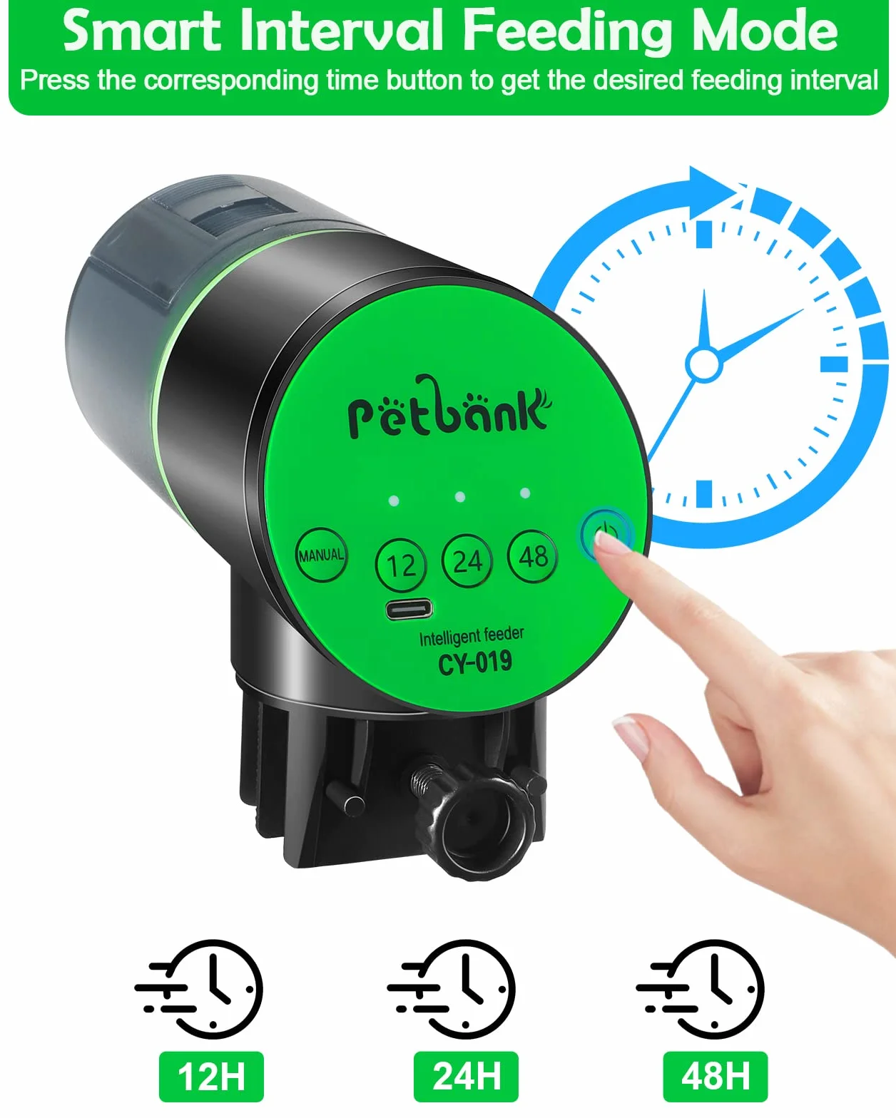 Aquarium Distributeur Automatique Poisson Nourrisseur Rechargeable Minuterie USB 200ml Vert