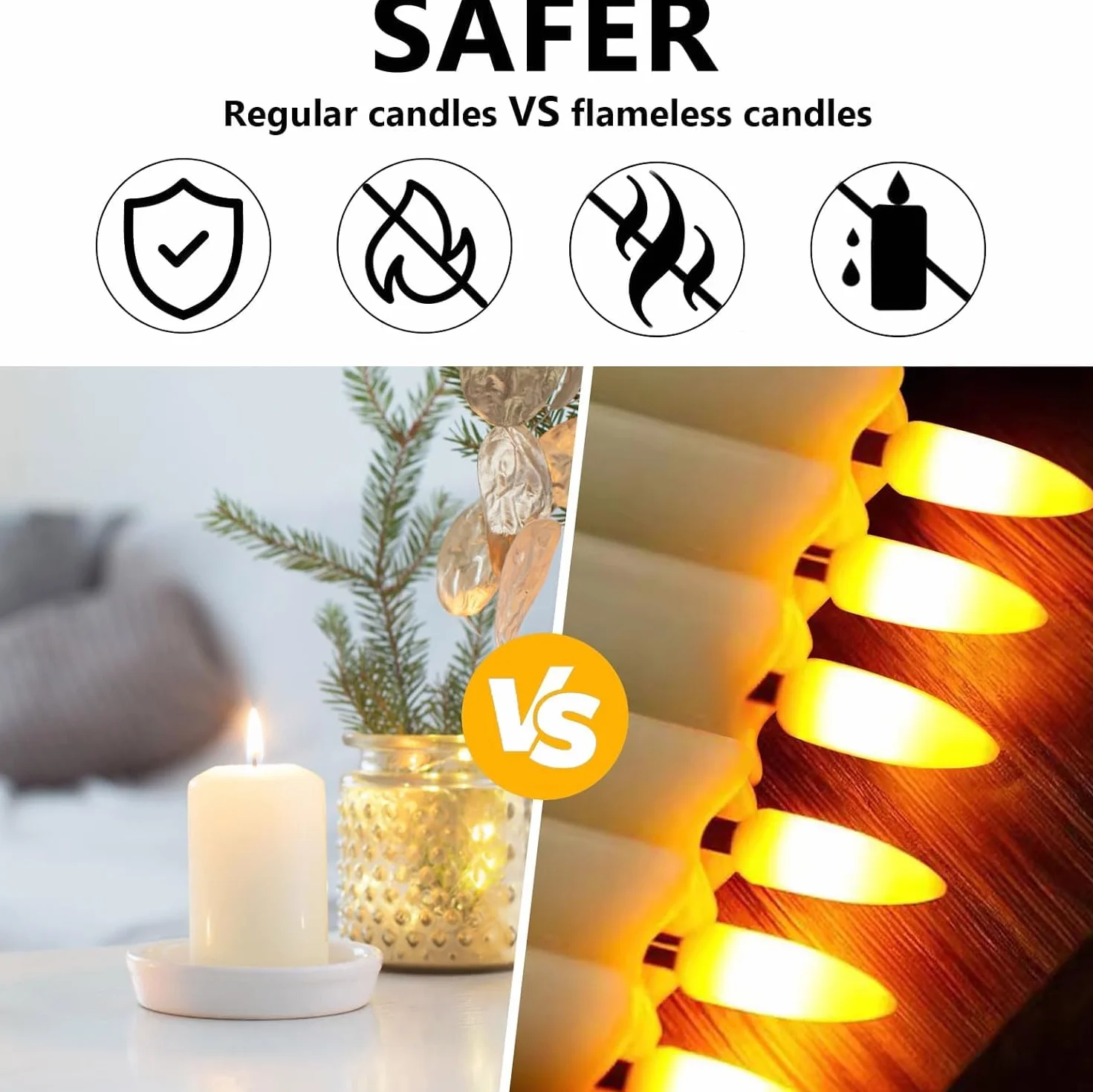 Chandelle LED 12 Pièces 25 CM Bougies Bâton LED Longues Fines avec Minuterie Scintillement Télécommande Halloween
