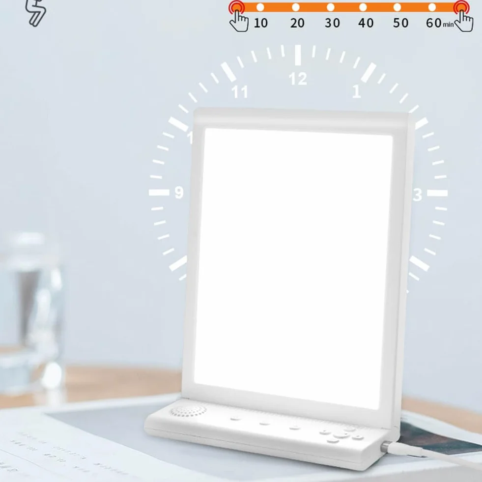 Lampe LED 20000 Lux 3 Températures de Couleur 6 Minuteries Touch Control Réglable Blanc Froid et Chaud