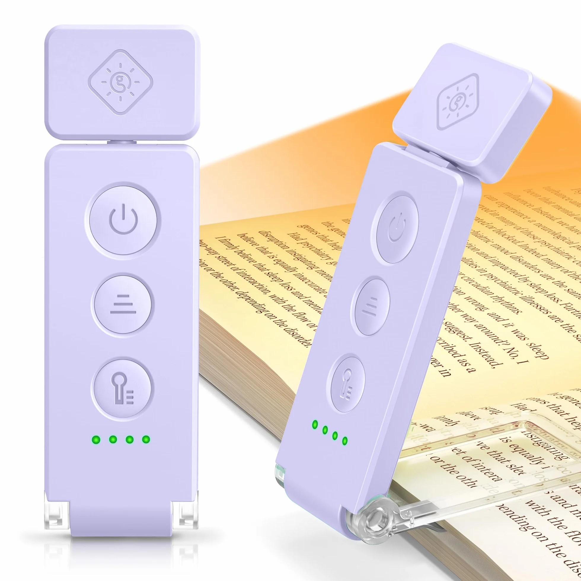 Glocusent Lampe de Lecture avec Pince, 100h Autonomie, 5 Niveaux & Couleurs, 12 LEDs Anti-Éblouissement