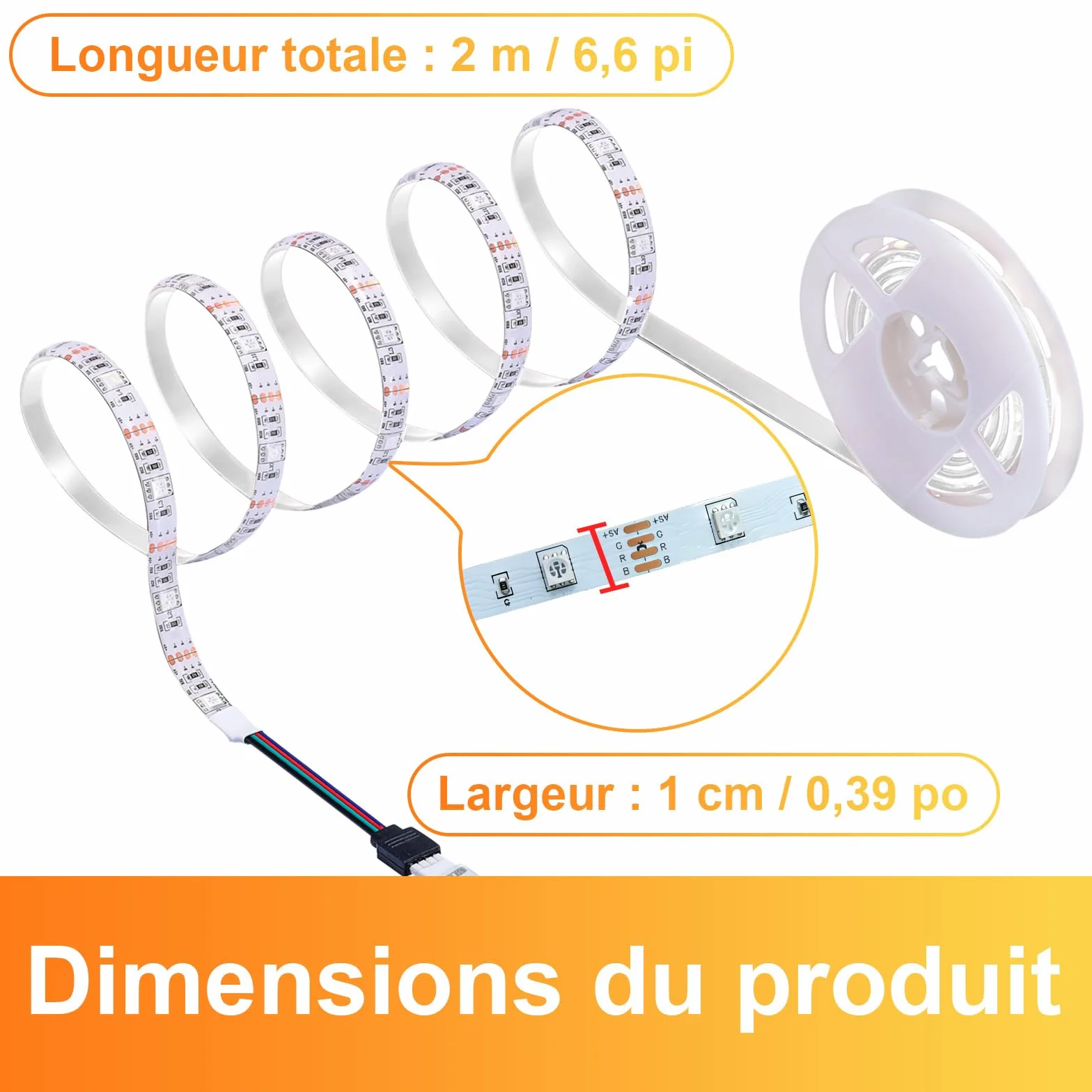 Bande LED à Piles 2M Ruban Lumineux Auto Adhésif Télécommande 24 Touches Dimmable