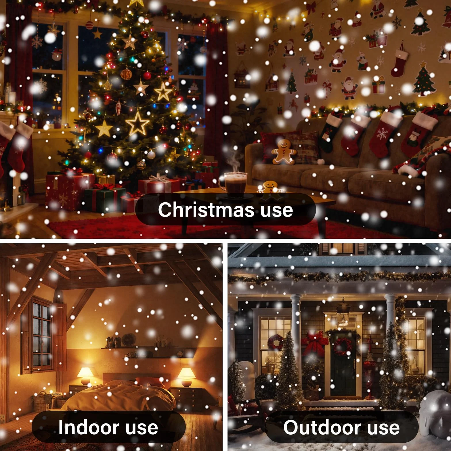 Projecteur de Noël LED chute de neige extérieur étanche télécommande Nouvel An Halloween mariage