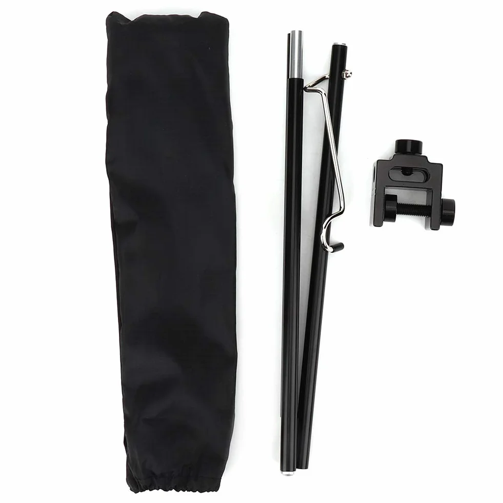 Poteau de Lampe de Table Pliant Portable Noir Alliage d'Aluminium Léger Hauteur Réglable Camping