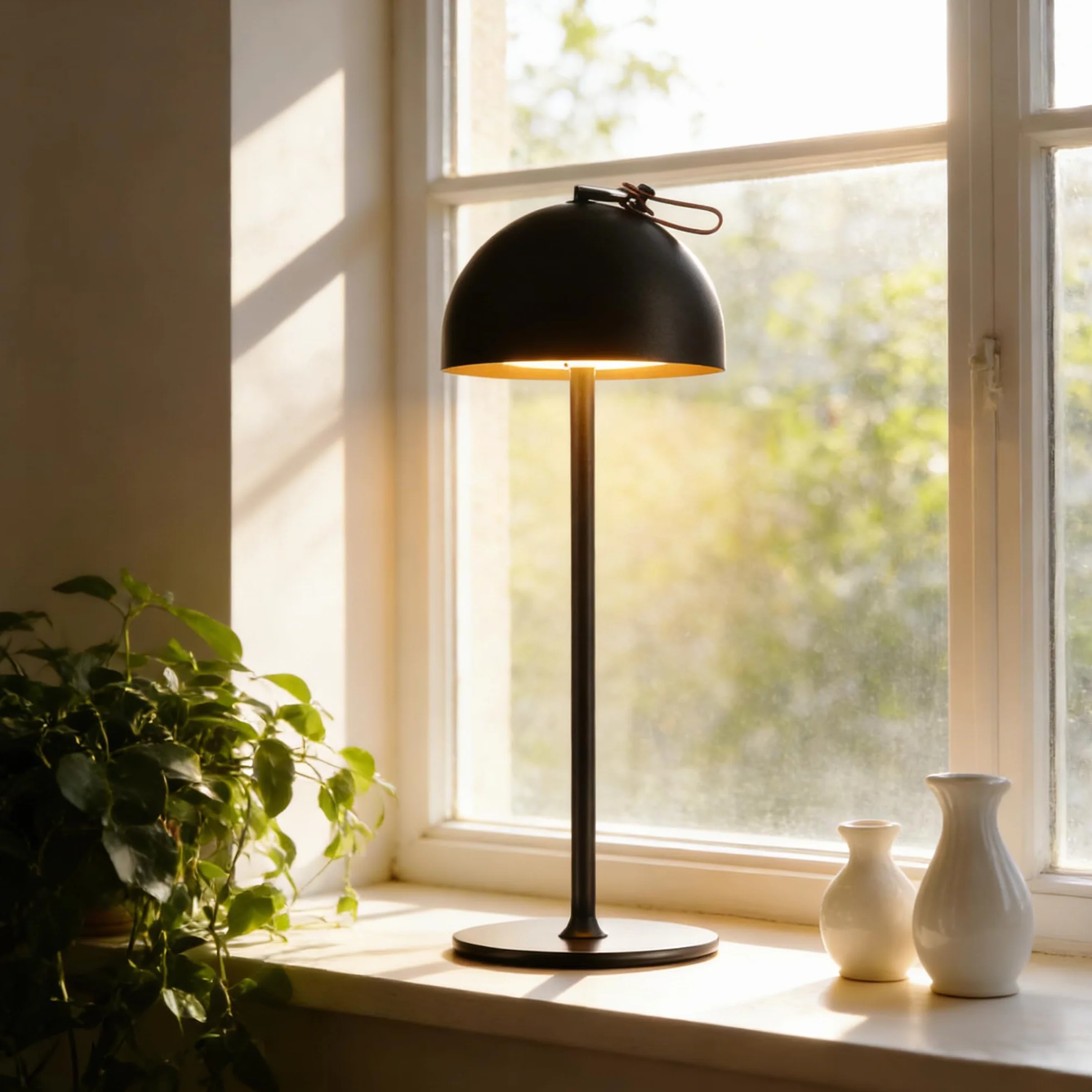 DEELUX Lampe de Table Sans Fil Rechargeable, Hauteur Réglable Métal, USB-C, 3000K Blanc Chaud Dimmable LED, Noir