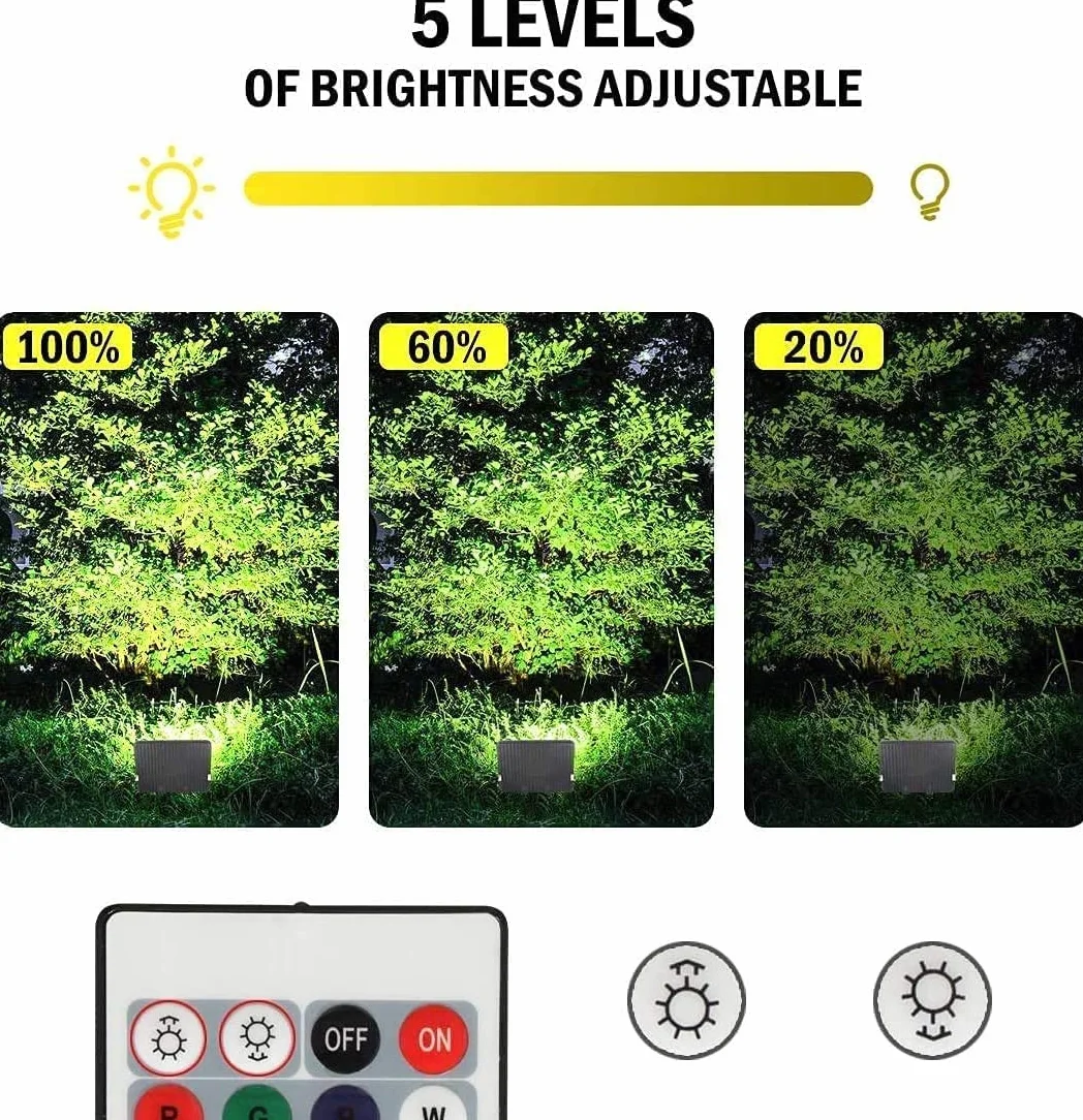 T-SUNUS Projecteur LED RGB Exterieur 100W IP66 avec Télécommande 16 Couleurs 4 Modes