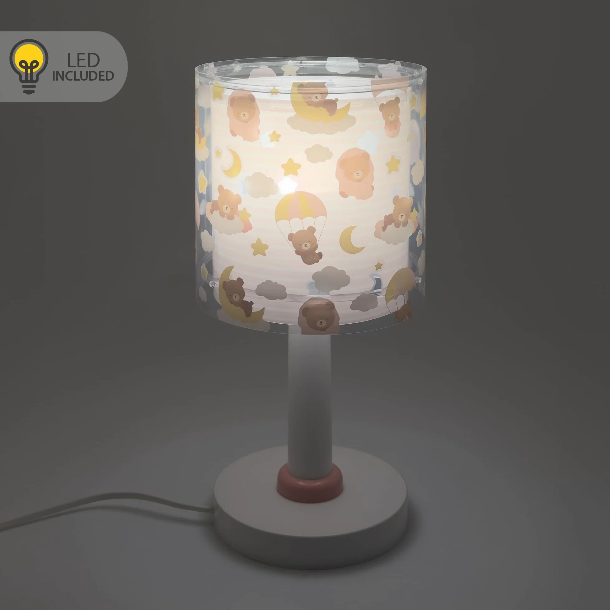 Dalber Lampe de chevet enfant Baby Teddy Ours roses nuages G4 LED 4 W Rose
