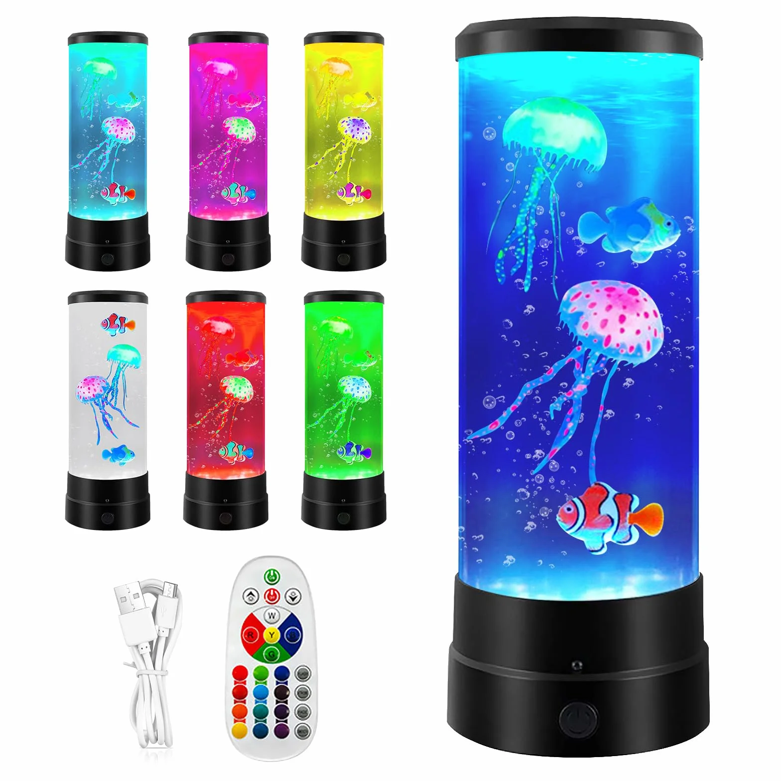 BORDEAG Lampe Méduse Lampe à Lave 17 Couleurs 4 Modes Télécommande Décoration Bureau