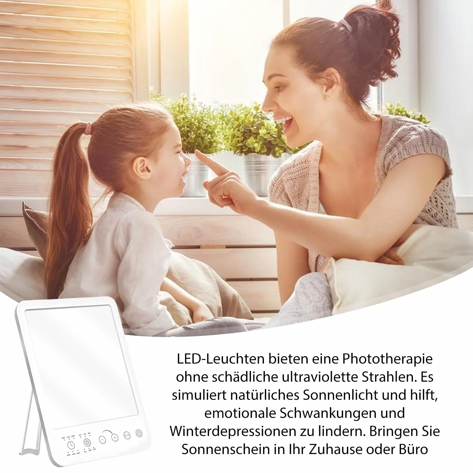 HOSPAOP Lampe de lumière du jour 10000 Lux, lampe de thérapie LED sans UV, variateur, spectre complet pour bureau et maison