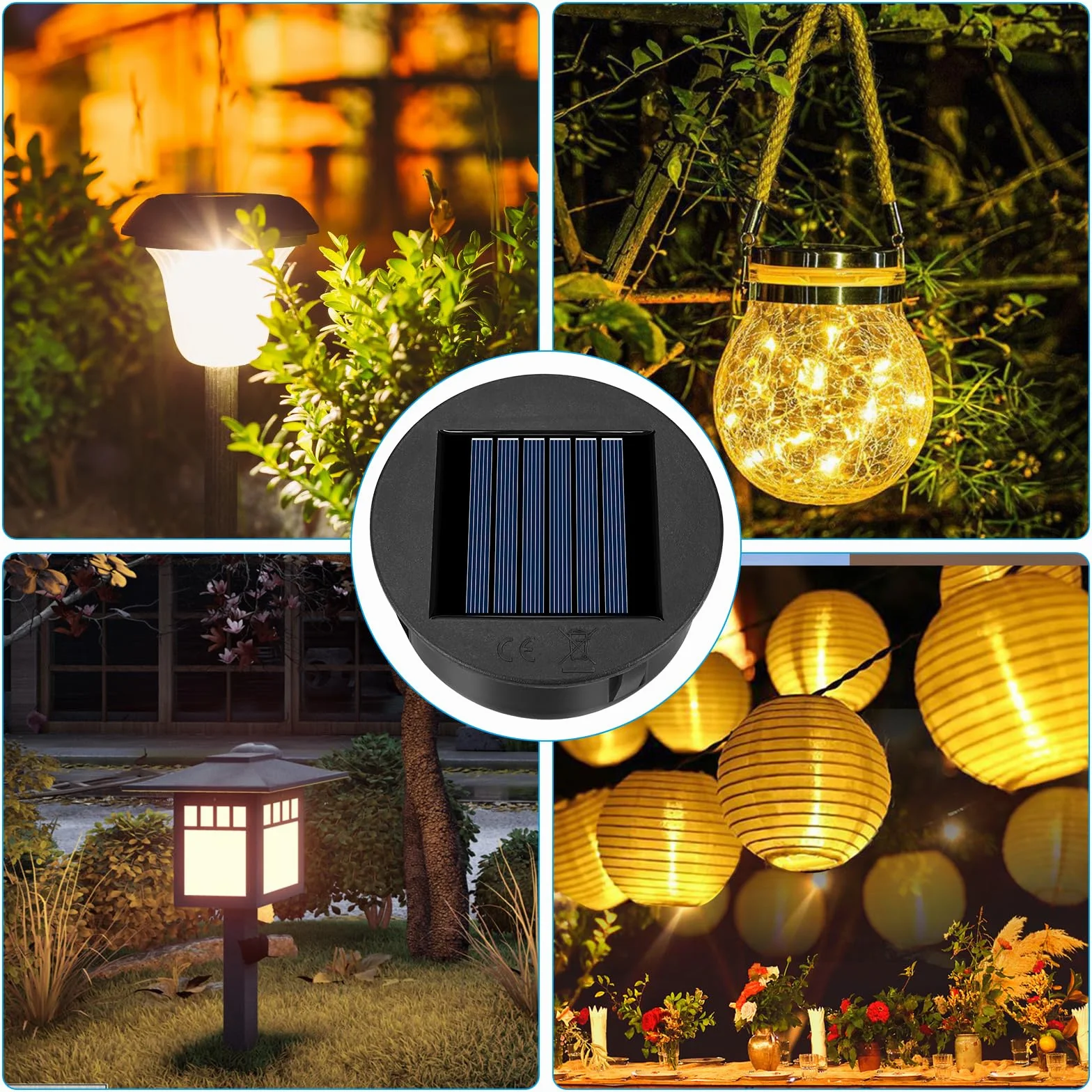 Couvercle de rechange solaire 8 cm IP55 600 mAh 6 pièces LED Warm White pour lampes solaires extérieur