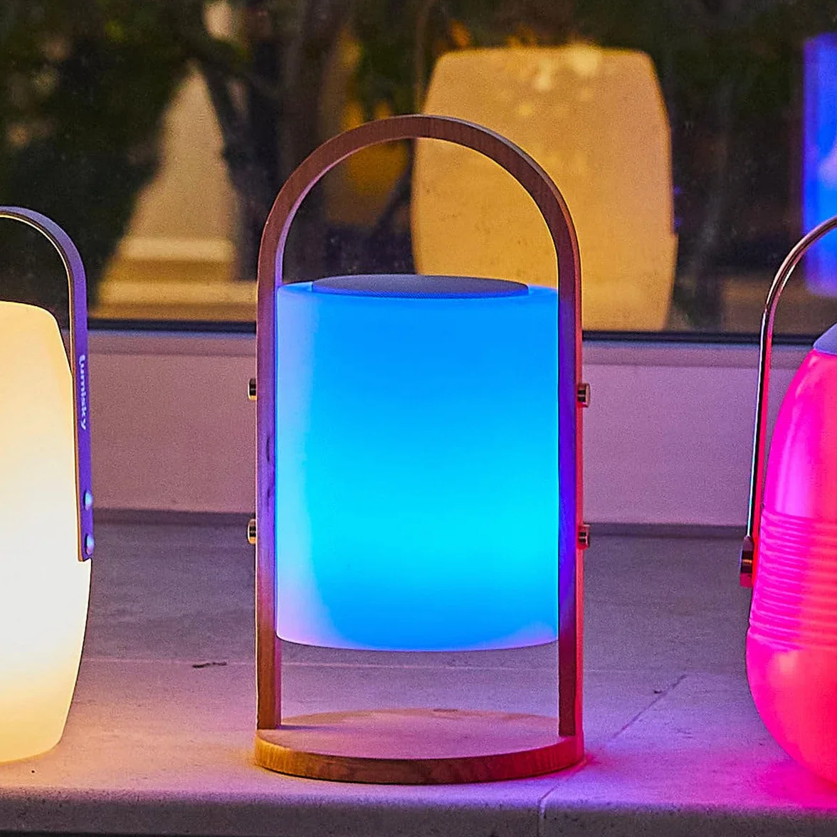 Lumisky Lampe enceinte bluetooth sans fil WOODY PLAY LED blanc/multicolore dimmable H37cm avec télécommande