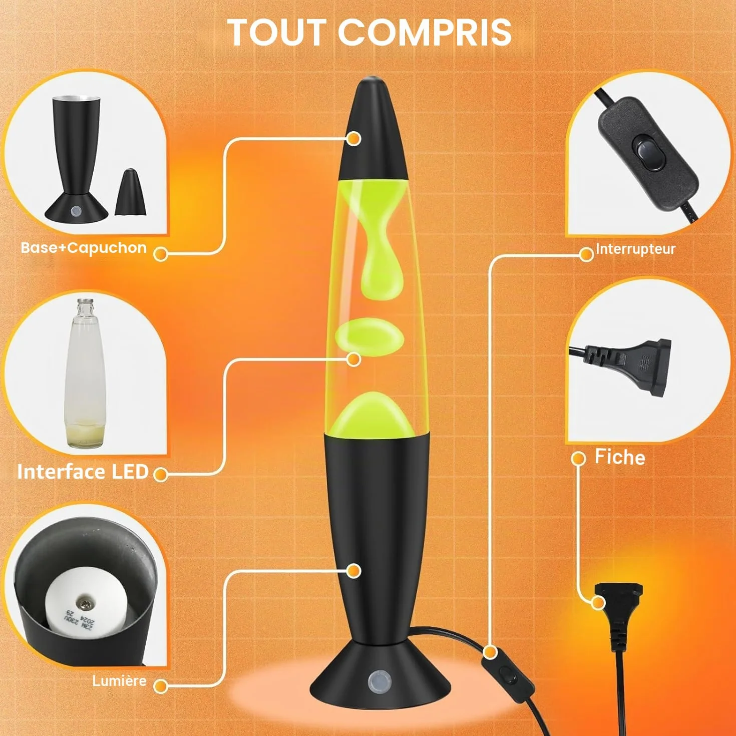 Lampe Multicolore Mouvement Liquide Cinétique Anti-Stress 13.5in LED Éco-Responsable avec Télécommande