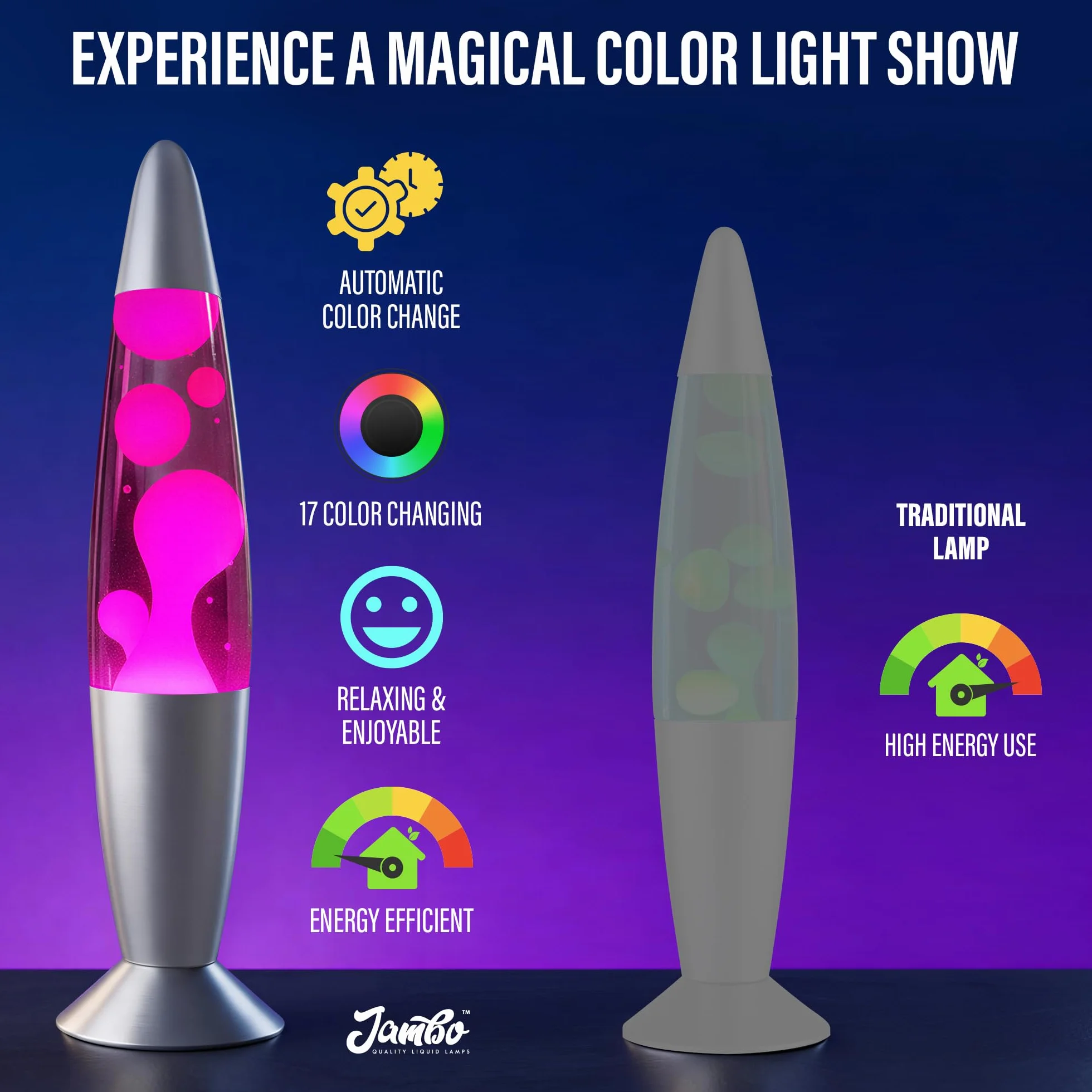 Jambo 17-Color Changing LED Motion Lamp 16" Night Light with Remote for Bedroom Living Room