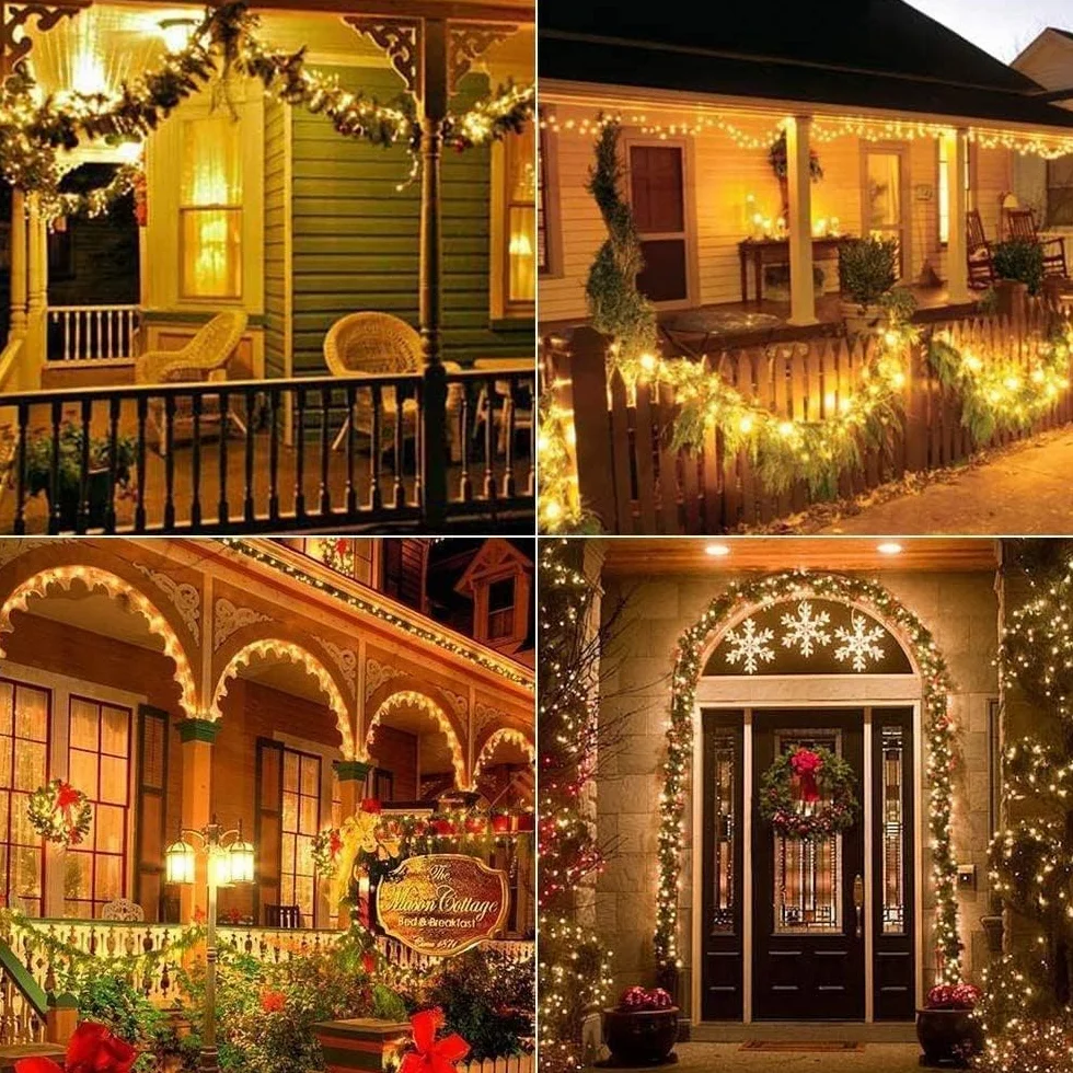 Joomer Lot de 2 Guirlande Solaire Exterieur Jardin 12m 120LED Lumineuse Étanche 8 Modes Blanc Chaud