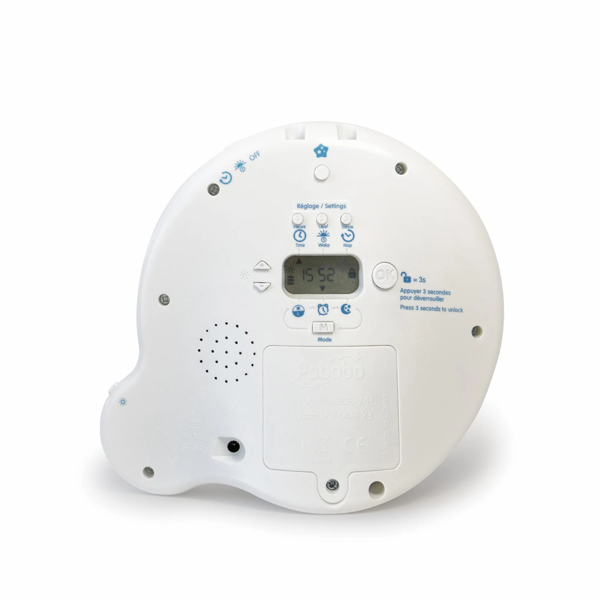 Pabobo Kid'Sleep Essential Indicateur de Réveil Veilleuse éducative avec Programmation Facile et Verrou Parental