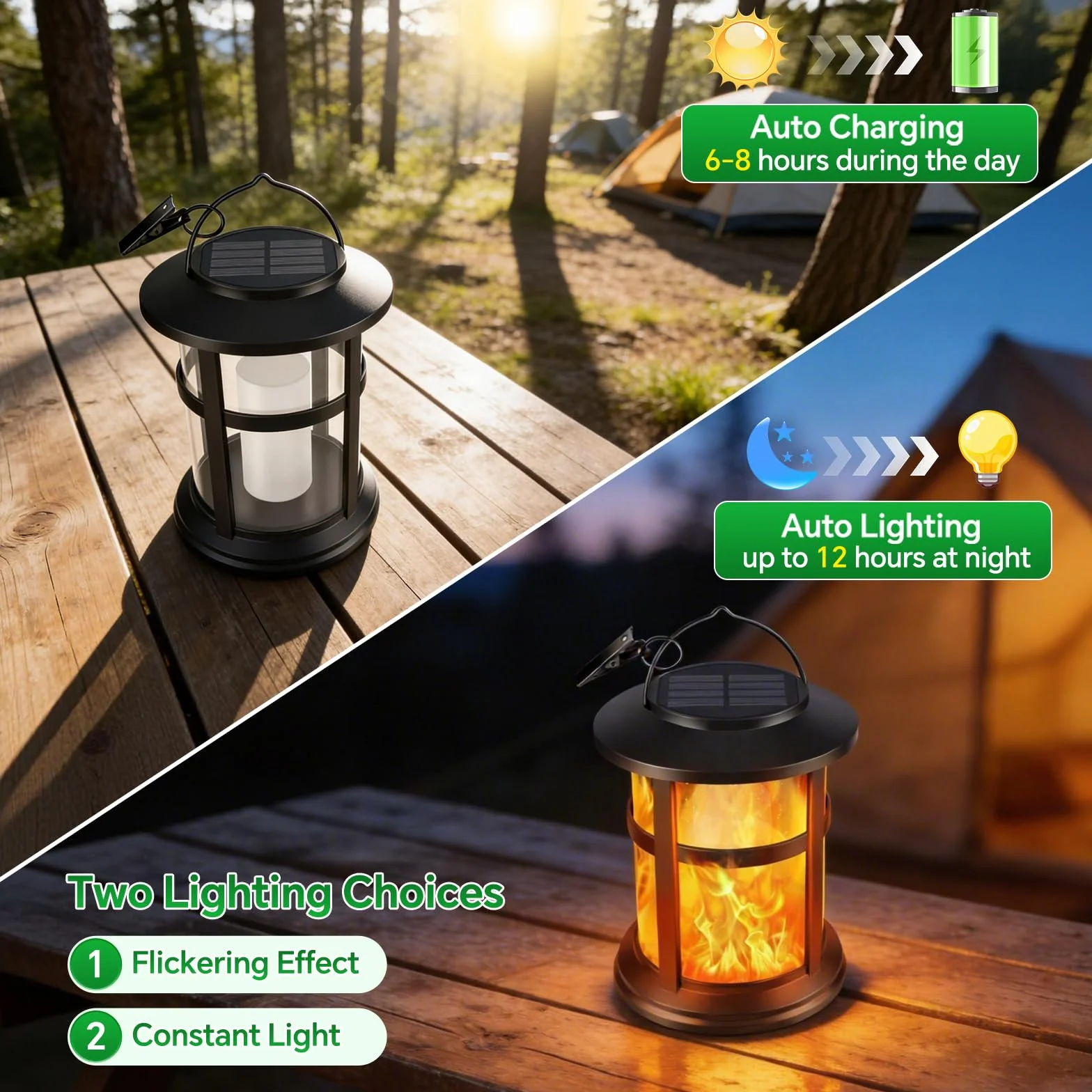 Lanterne Solaire Extérieur Jardin IP65 Lampe Solaire Effet Flamme Lot de 2