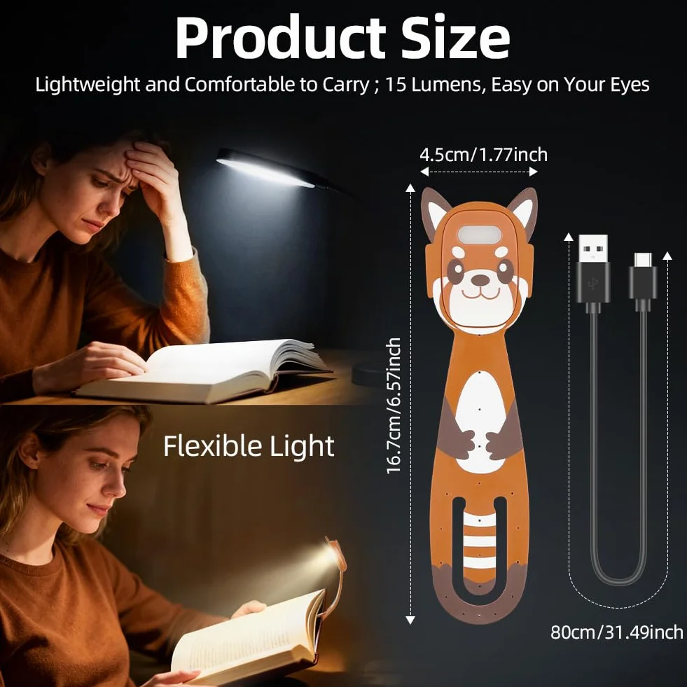 OSDUE Lampe de Lecture Livre 2 en 1, Mini Lampe LED avec Marque-Page, 3 Modes 5 Niveaux de Luminosité
