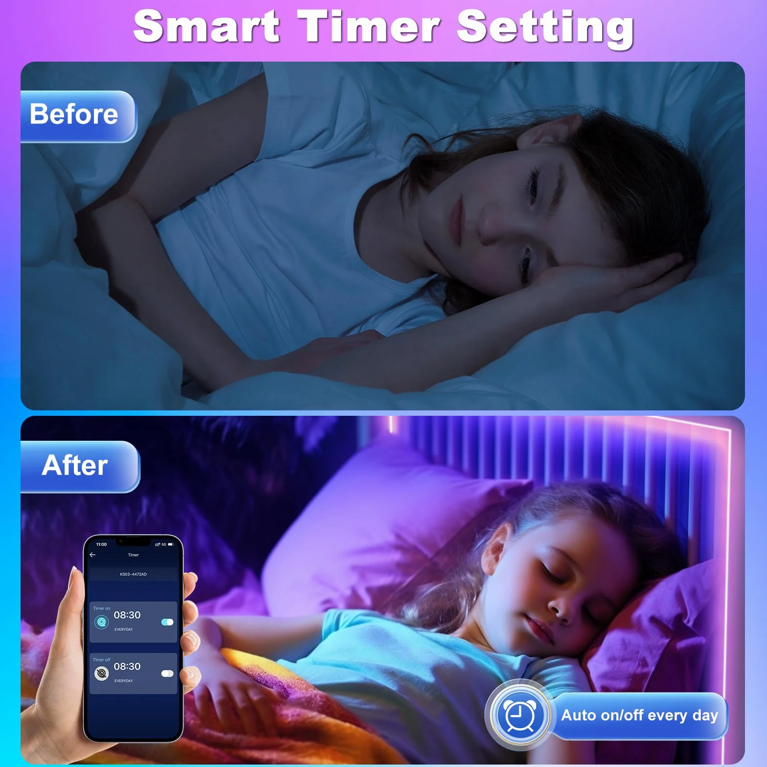 Ruban LED 10M Flexible RGB Bluetooth App Contrôle Synchronisé Musique Chambre Gaming Plafond