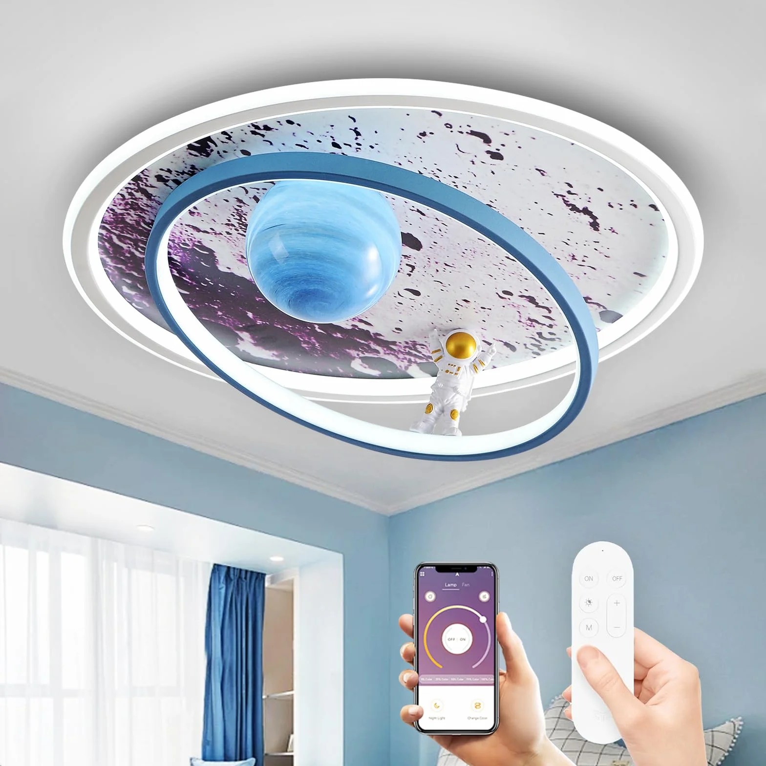 Plafonnier LED Enfant Astronaute Dimmable Lampe Chambre Créatif