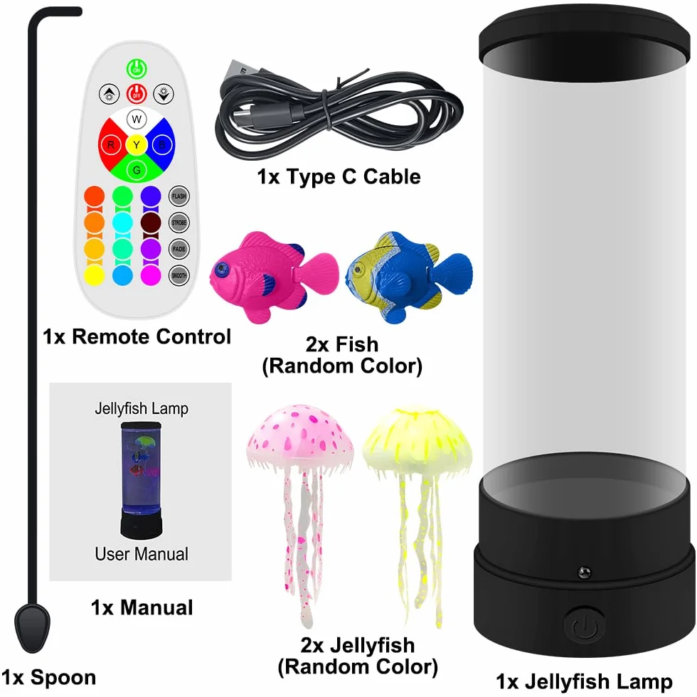 Lampe LED Aquarium Méduse 16 Couleurs Changeantes Décoration Intérieure