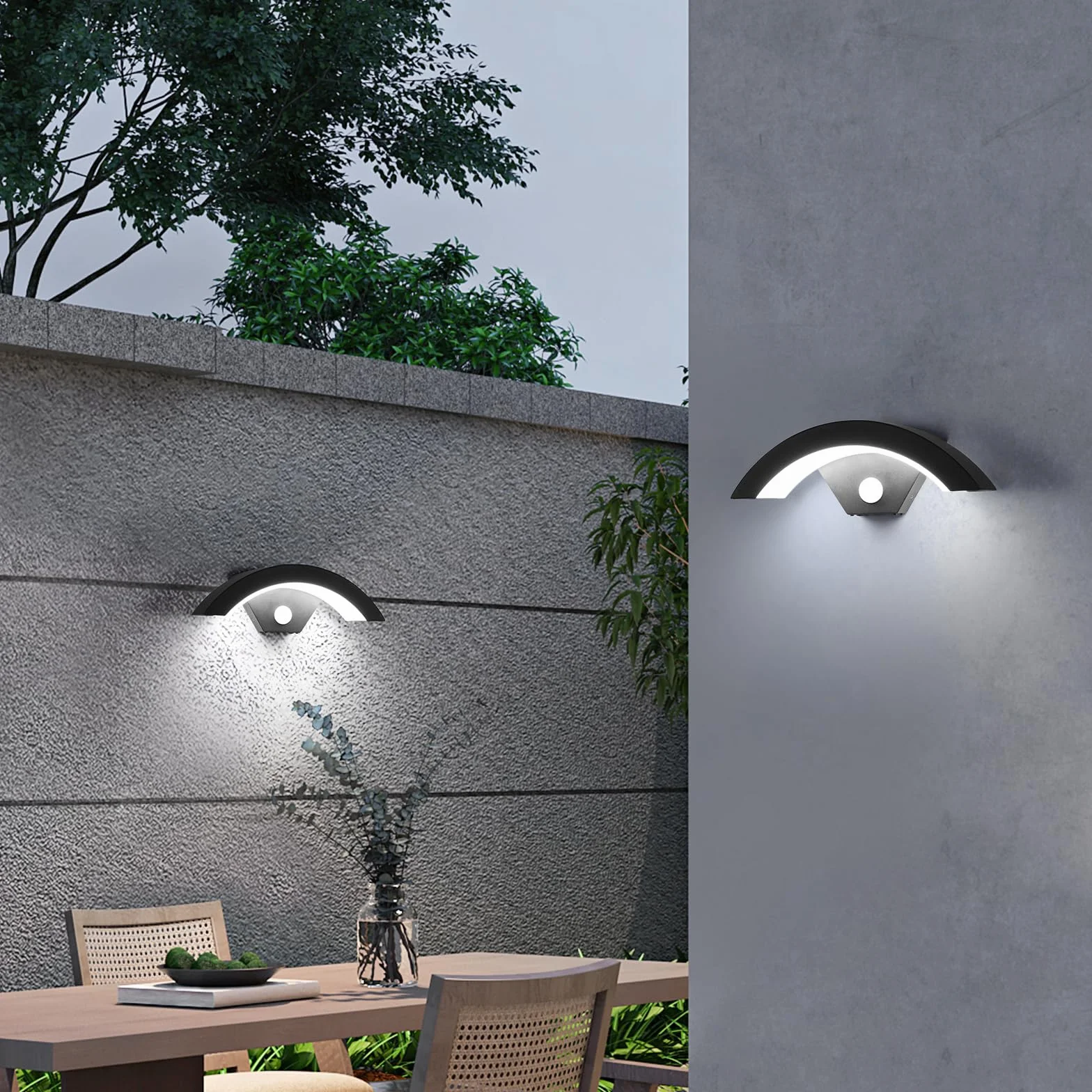 Comely 24W Applique Murale Exterieure LED IP65 Détecteur de Mouvement 6500K Noir