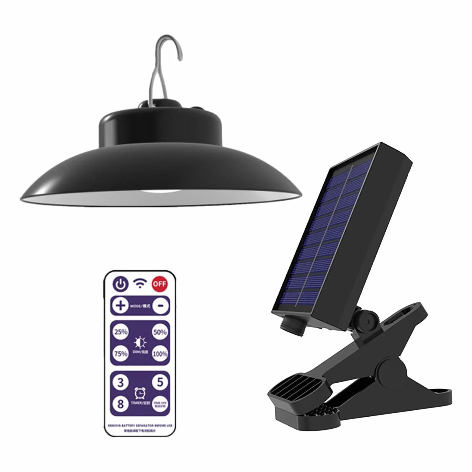 Lampe solaire pour parasol avec télécommande, étanche, LED rechargeable, clipser