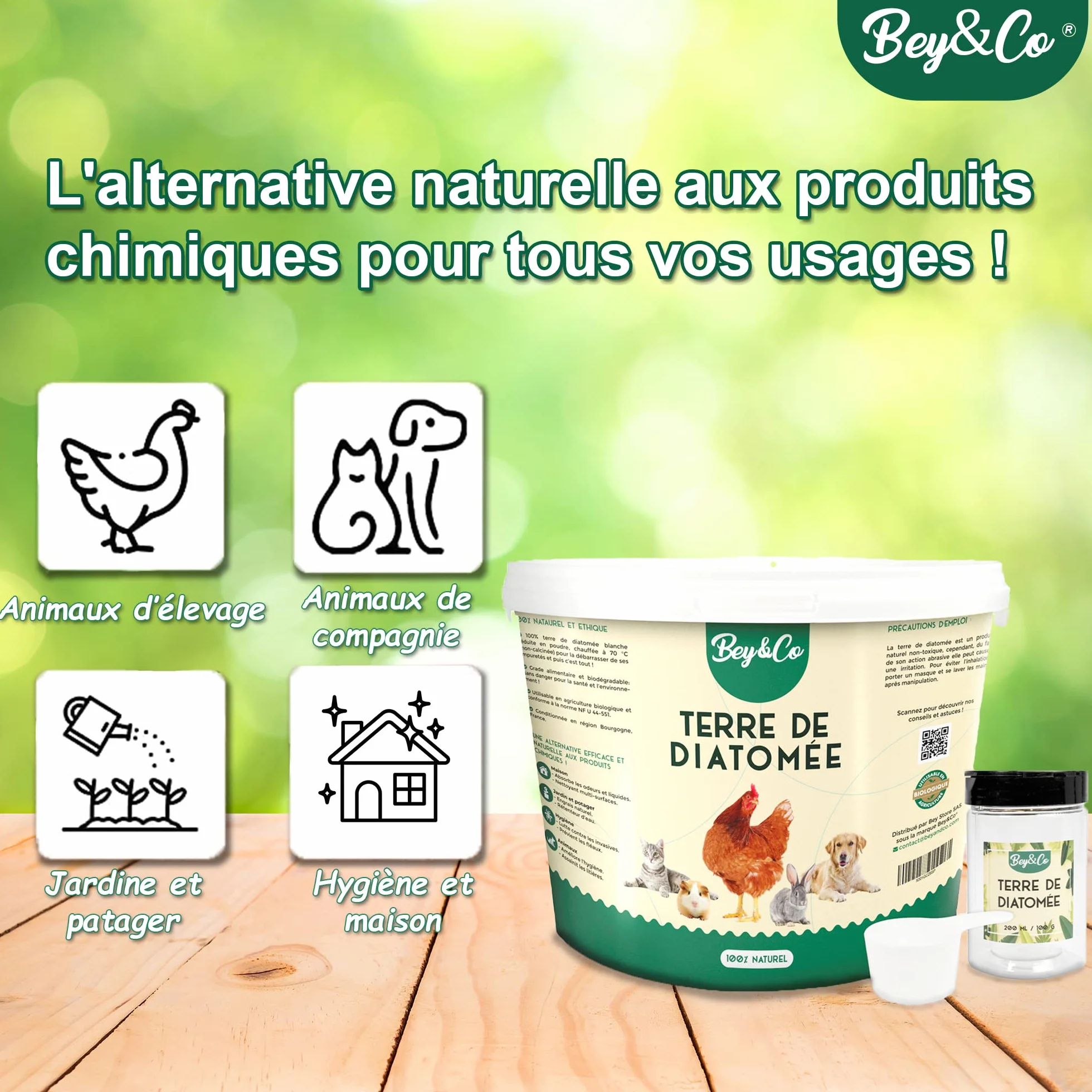 Terre de Diatomée Alimentaire Blanche Non Calcinée pour Chat, Chien, Poule