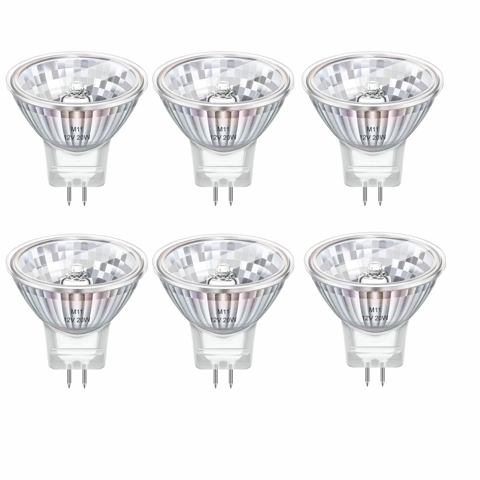 Ampoules MR11 GU4 20W 12V Blanc Chaud 2800K Dimmable Diamètre 34mm Lot de 6