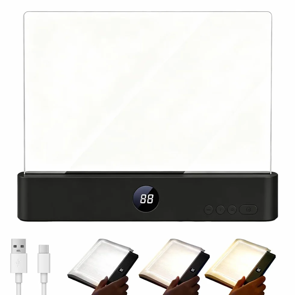Lampe de Lecture LED Rechargeable Portable, 3 Modes de Couleur avec Minuteur