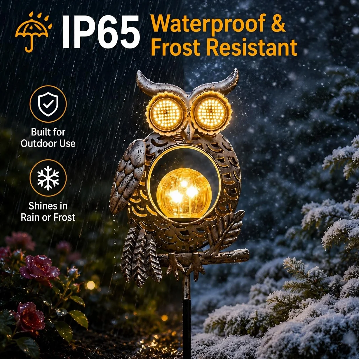 Lampes solaires extérieur hibou IP65 décoration jardin étanchéité