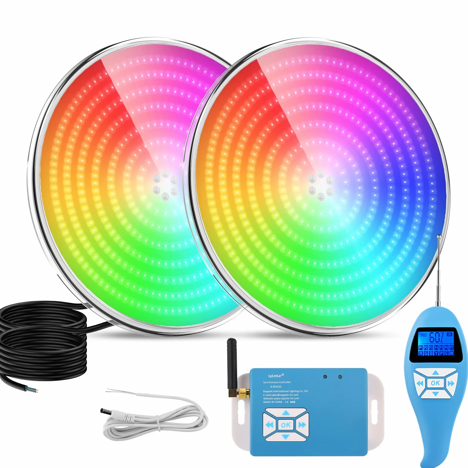 Projecteur Piscine LED 35W PAR56 RGB Dimmable IP68 12V AC Lot de 2