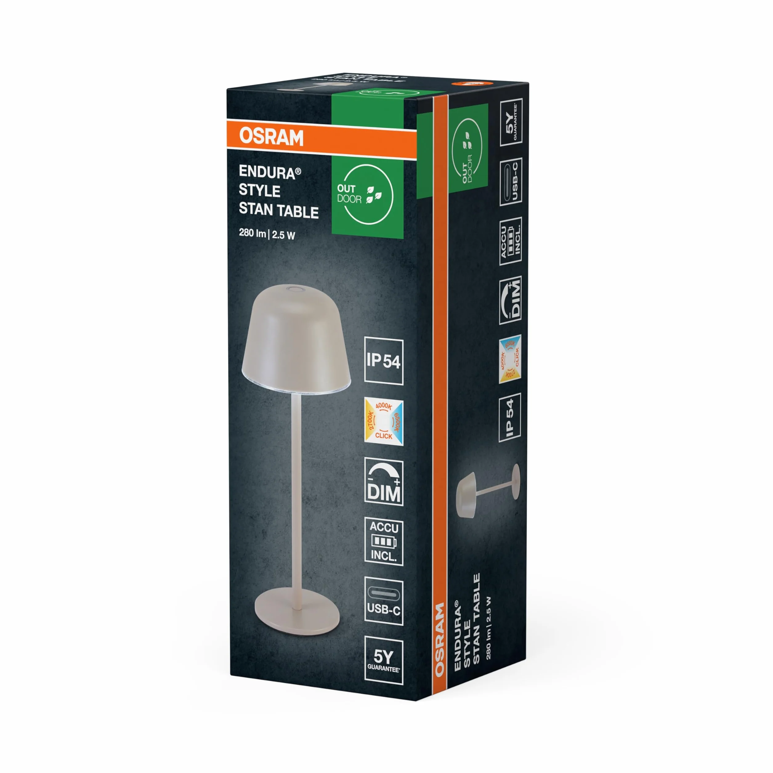Osram ENDURA STYLE TABLE 2,5W 200lm IP54 lampe de table extérieur batterie rechargeable gradation continue