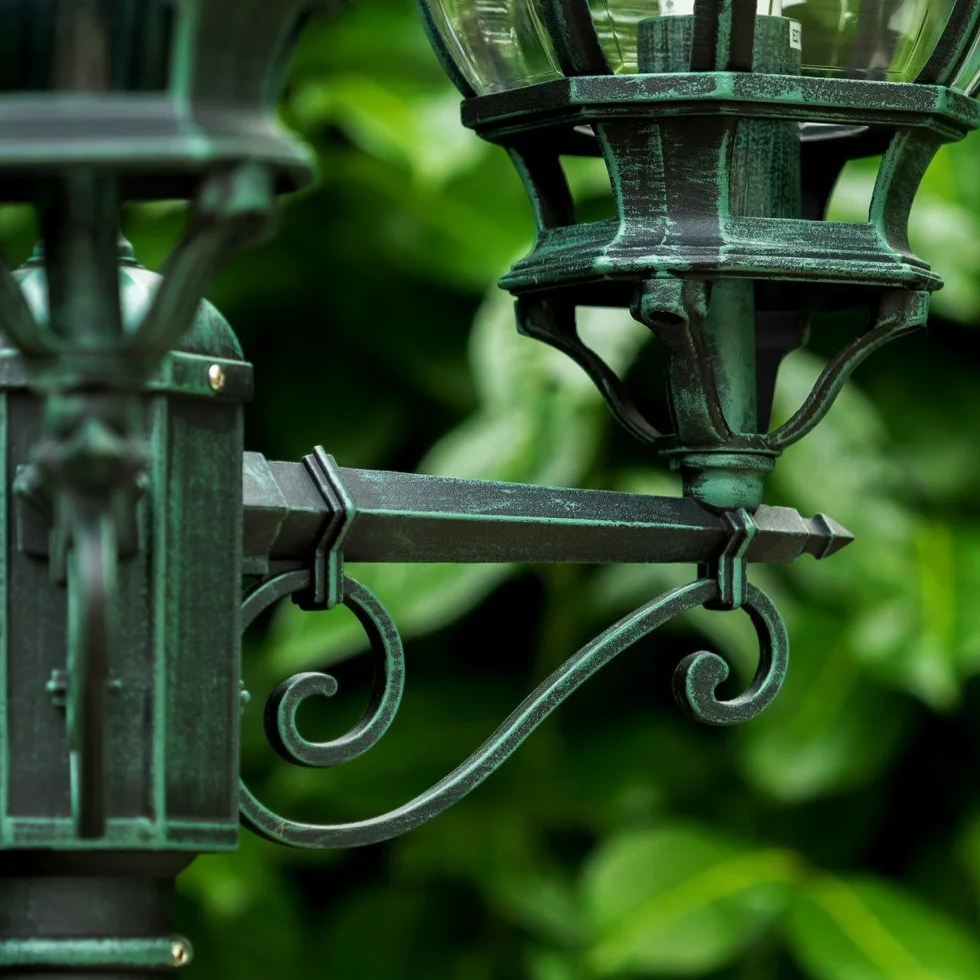 Kobe Lampe d'extérieur Candélabre Fonte d'aluminium Noir/Vert 3 Branches 215 cm E27 IP44