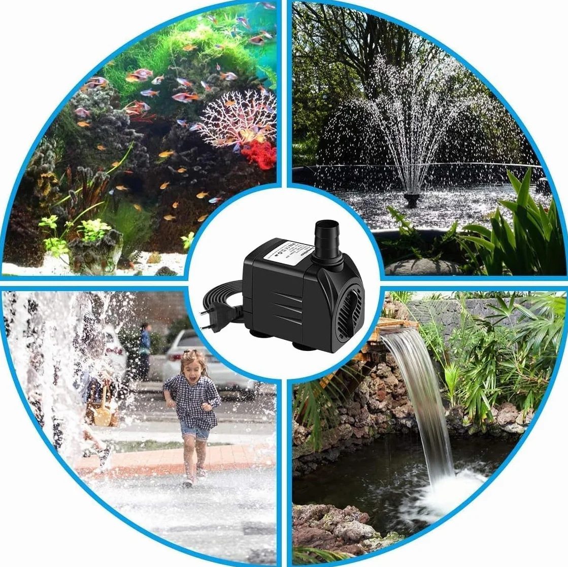 Pompe À Eau Submersible 25W 1800L/H 3 Gicleurs 13mm-16mm-19mm