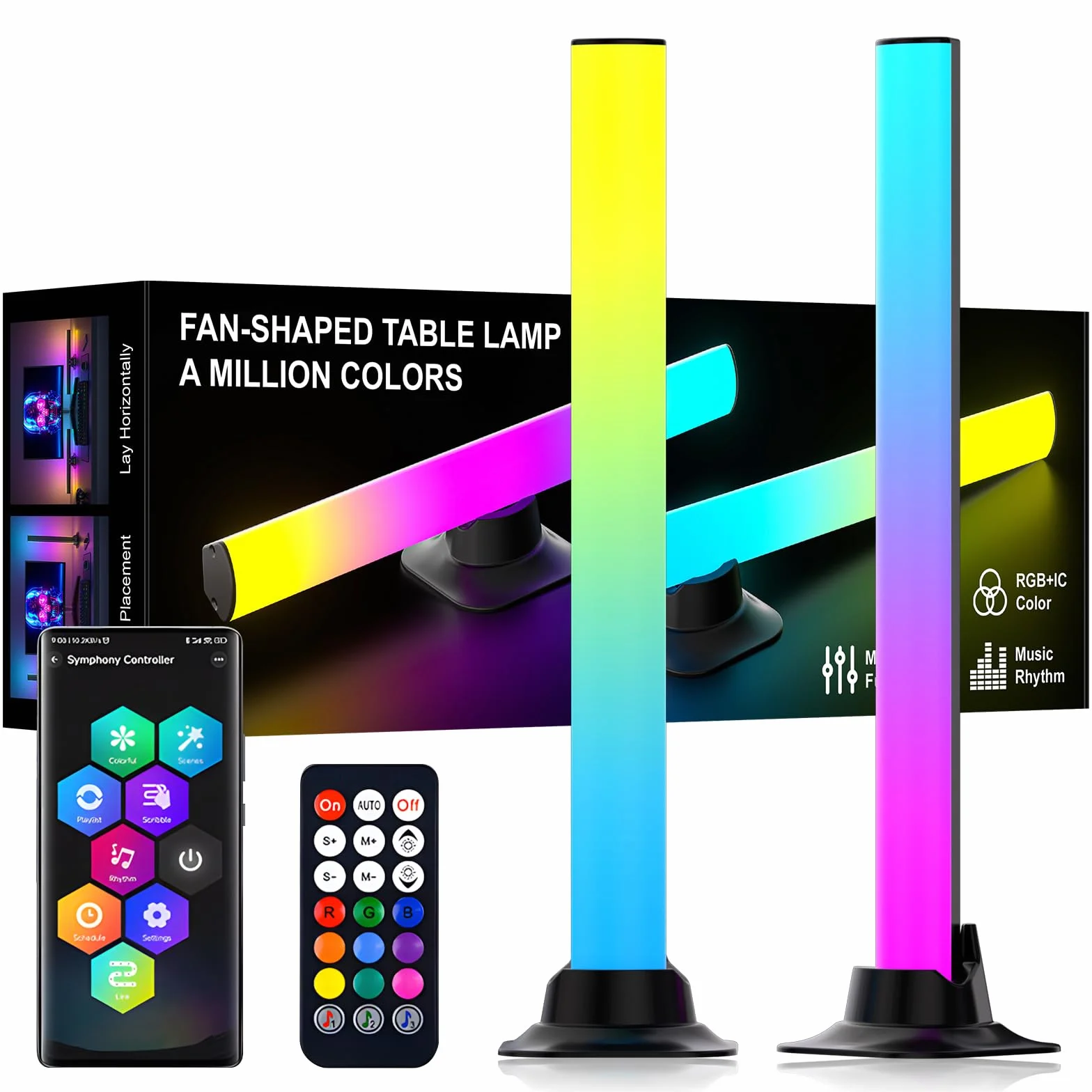 Barre LED gaming RGBIC 32 cm, lumière d’ambiance pour TV, synchronisation musicale, contrôle par application, USB 5V