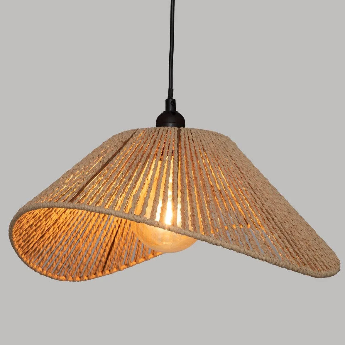 Atmosphera Suspension Luminaire Myha Beige D45 cm E27 40W Papier Tressé Hauteur Réglable