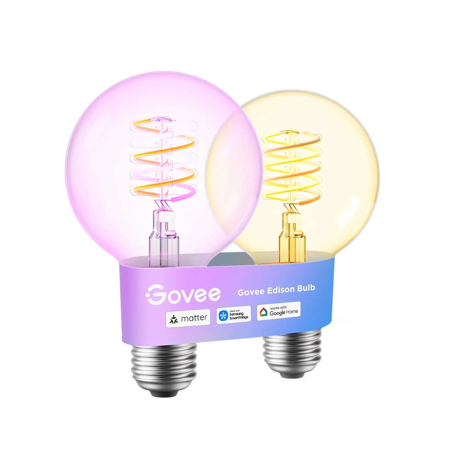 Govee Ampoule Connectée Edison E27 Lampe LED Vintage RGBWW G80 Compatible Matter Google Assistant Dimmable Lot de 2