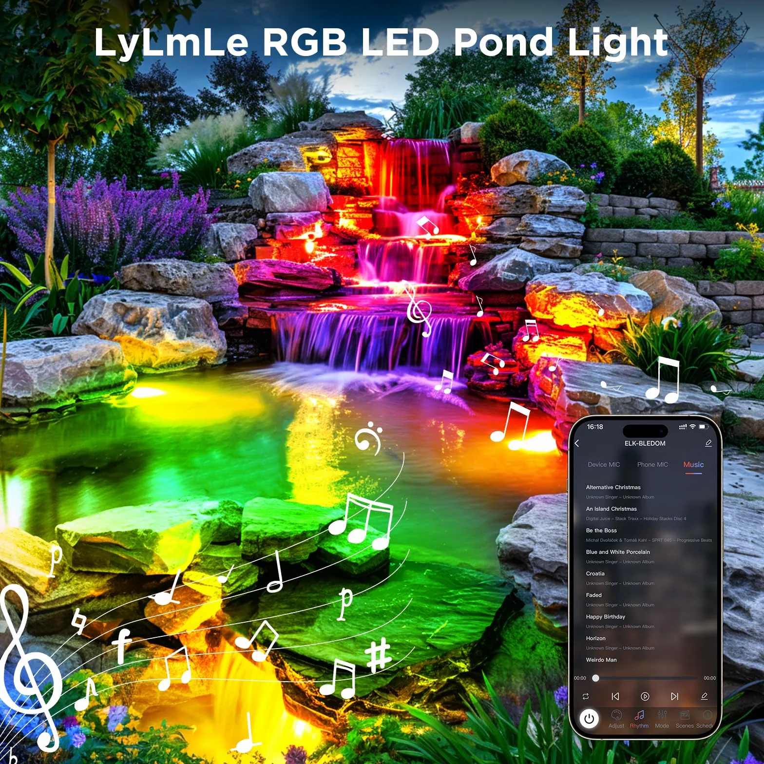 Eclairage Bassin de Jardin 6W SS316 RGB Lampe Submersible IP68 avec Contrôle APP Transformateur 12V Set 2