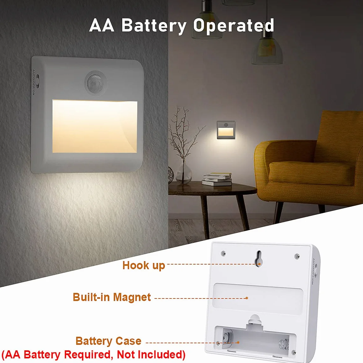 Veilleuse LED Lot de 2 avec Détecteur Mouvement 4000K Blanc Naturel Lampe Placard Adhésive