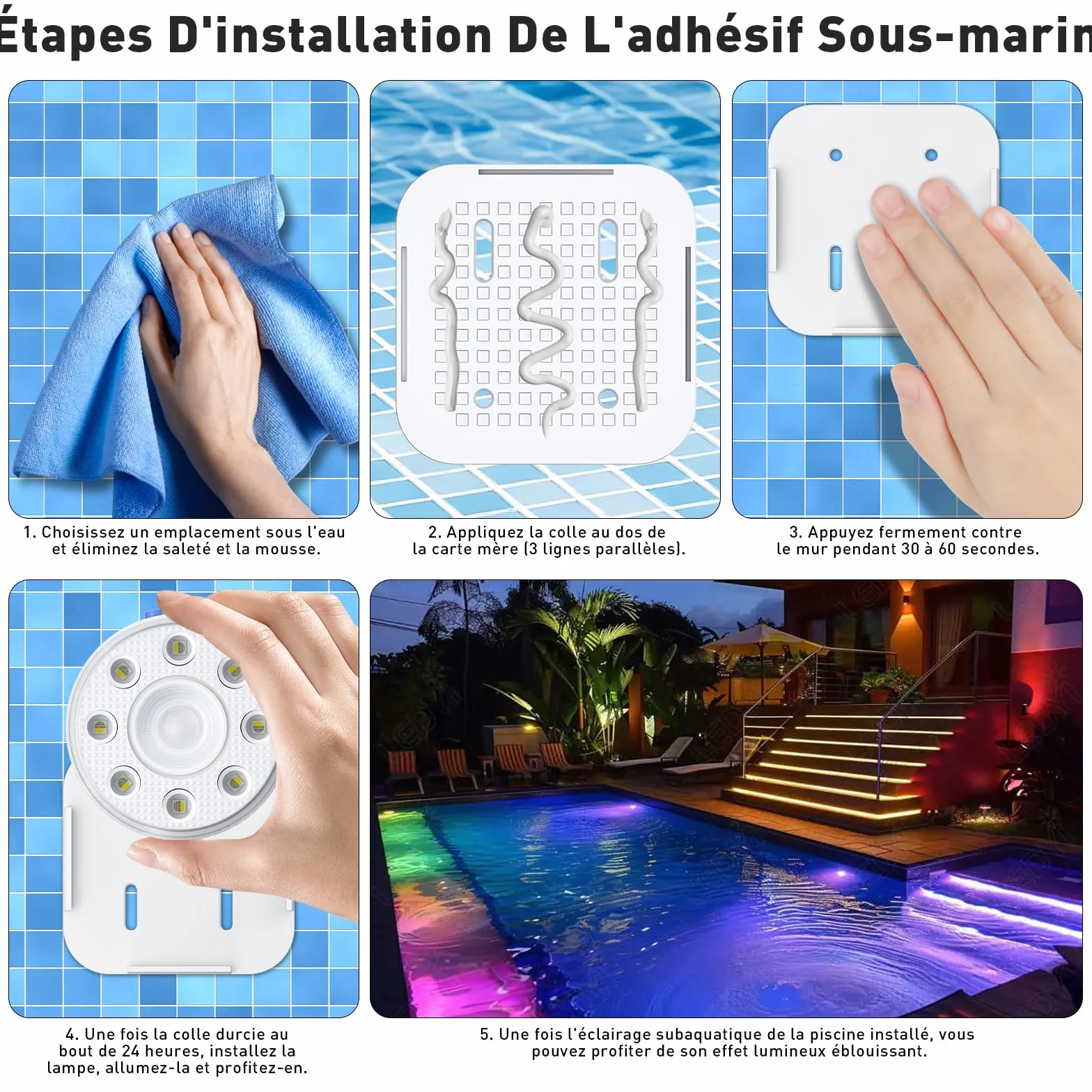 Lumiere Piscine LED RGB Submersibles Rechargeables IP68, 2 Lampes avec Télécommande, Éclairage Magnétique Flottant