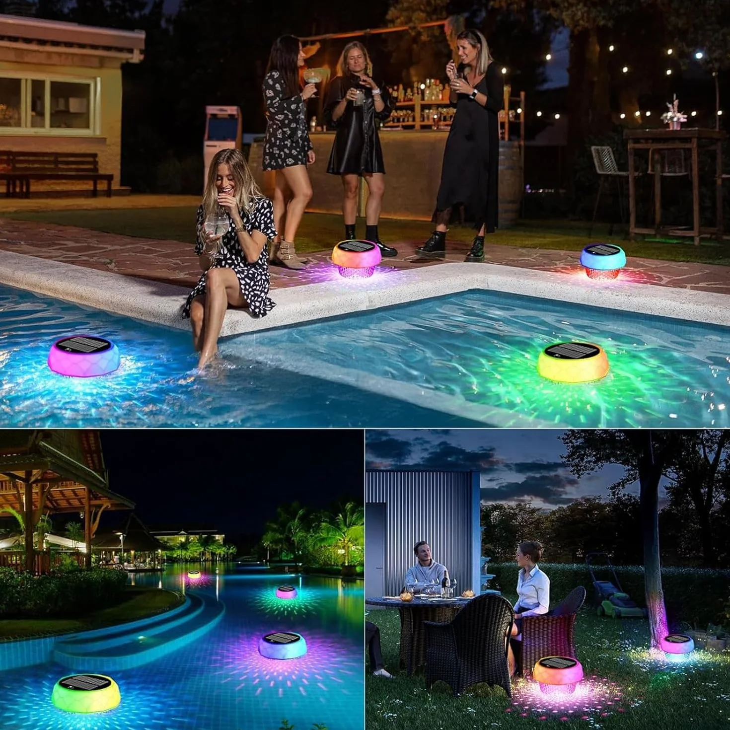 yowin Lumiere Piscine Solaire Flottante 7 Couleurs 3 Modes IP68 Étanche