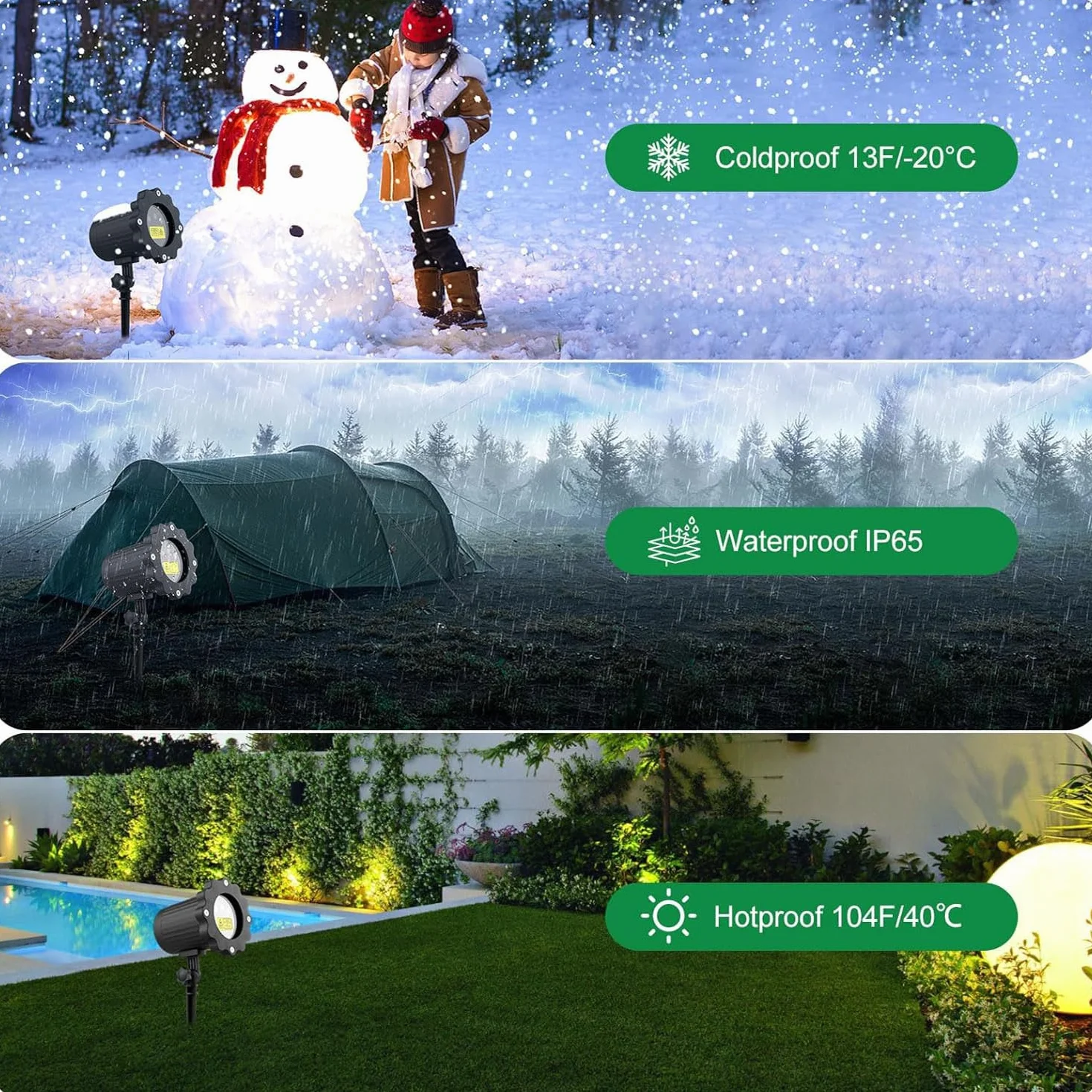 Projecteur Laser Exterieur Noel 3 Couleurs avec Télécommande IP65 16,5 Pieds Decoration Lumière Laser