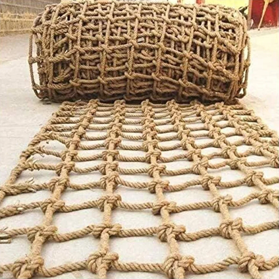Filet Décoratif en Corde Jute et Chanvre Naturel 6 mm Protection Balcon Clôture Jardin 0.5x9m