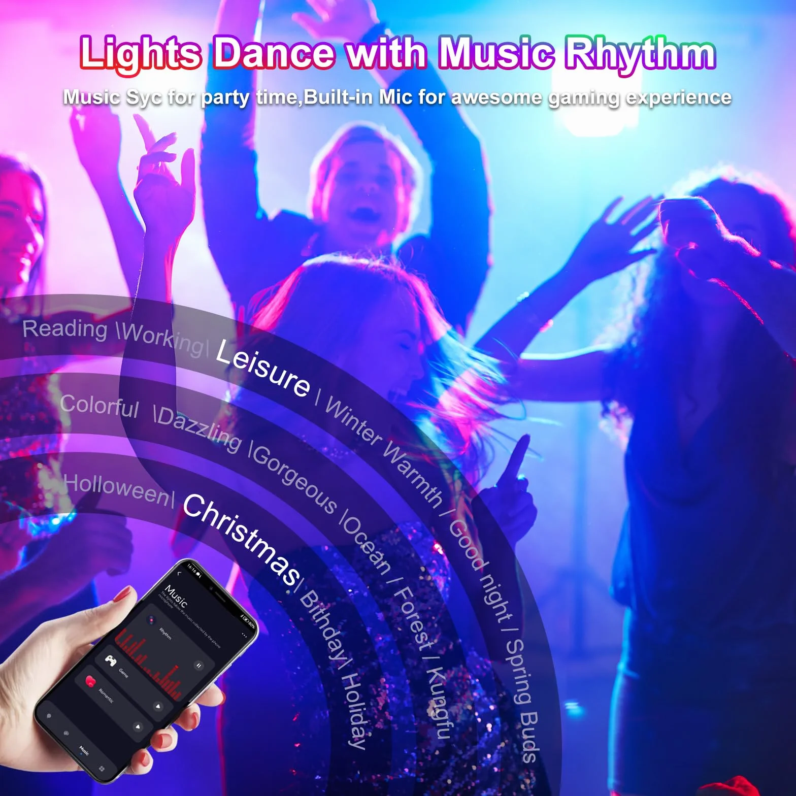 Projecteur LED Extérieur 100W RGB CCT 2700K-6500K IP66 Contrôle APP Musique Sync Minuteur Dimmable